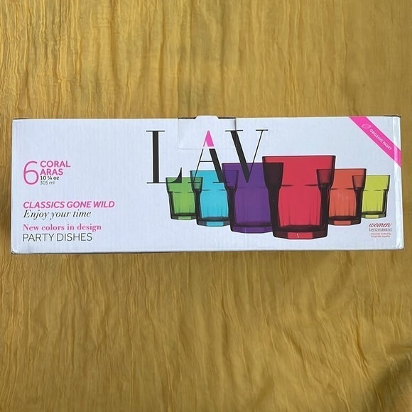 Brand New Colorful Drinking Glasses Set of 6 10.25 Oz Glass Cups Dishwasher Safe - Picture 4 of 16